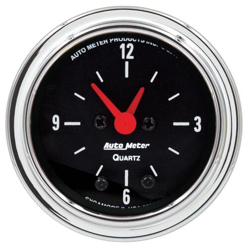 Autometer Gauge, Clock, 2 1/16", 12Hr, Analog, Traditional Chrome, Traditional Chrome