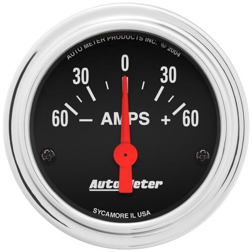 Autometer Gauge, Ammeter, 2 1/16", 60A, Electric, Traditional Chrome, Traditional Chrome