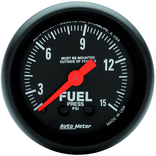 Autometer Gauge, Z-Series, Fuel Pressure, 2 1/16 in., 15psi, Mechanical, Analog, Each