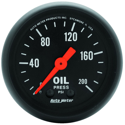 Autometer Gauge, Z-Series, Oil Pressure, 2 1/16 in., 200psi, Mechanical, Analog, Each