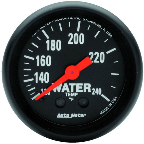 Autometer Gauge, Z-Series, Water Temperature, 2 1/16 in., 120-240 Degrees F, Mechanical, Each