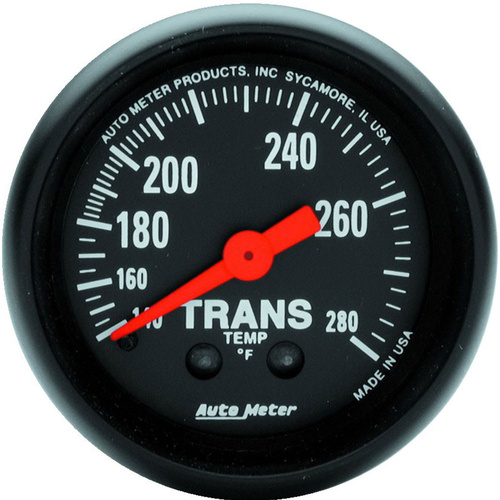 Autometer Gauge, Z-Series, Transmission Temperature, 2 1/16 in., 140-280 Degrees F, Mechanical, 8ft., Analog, Each