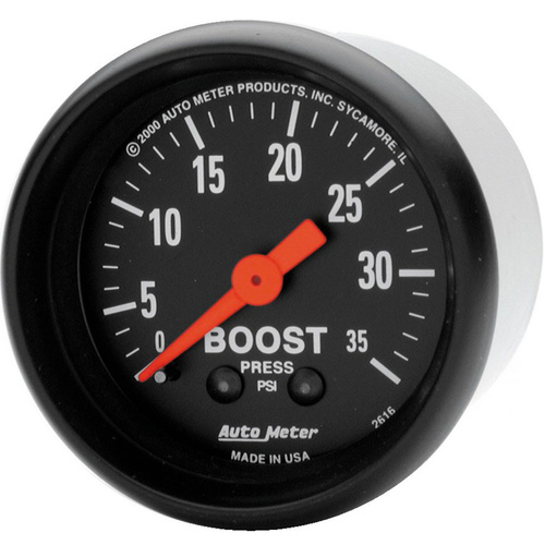 Autometer Gauge, Z-Series, Boost, 2 1/16 in., 35psi, Mechanical, Analog, Each