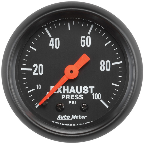 Autometer Gauge, Z-Series, Exhaust Pressure, 2 1/16 in., 100psi, Mechanical, Each