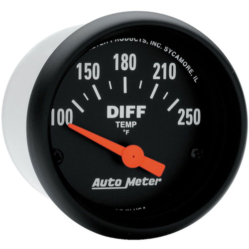 Autometer Gauge, Z-Series, Differential Temperature, 2 1/16 in., 100-250 Degrees F, Electrical, Analog, Each