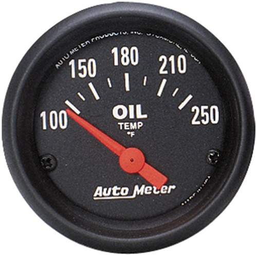 Autometer Gauge, Z-Series, Oil Temperature, 2 1/16 in., 100-250 Degrees F, Electrical, Analog, Each