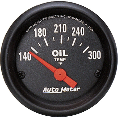 Autometer Gauge, Z-Series, Oil Temperature, 2 1/16 in., 140-300 Degrees F, Electrical, Analog, Each