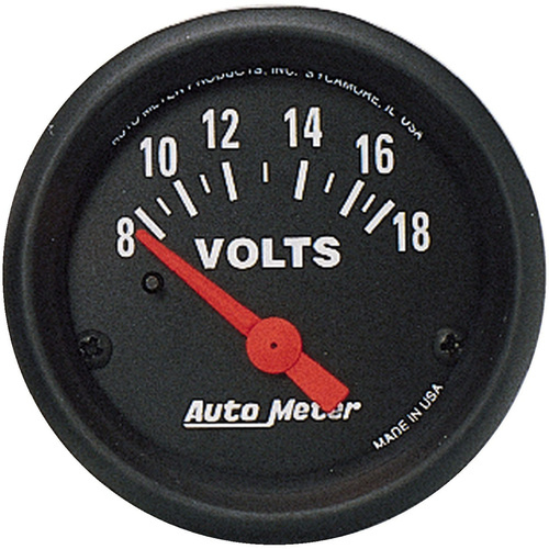 Autometer Gauge, Z-Series, Voltmeter, 2 1/16 in., 18V, Electrical, Each