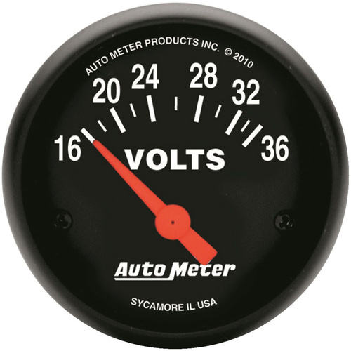 Autometer Gauge, Z-Series, Voltmeter, 2 1/16 in., 16-36V, Electrical, Analog, Each