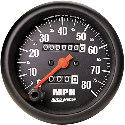 Autometer Gauge, Z-Series, Speedometer, 3 3/8 in., 80mph, Mechanical, Analog, Each