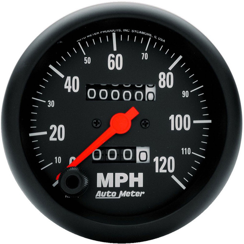 Autometer Gauge, Z-Series, Speedometer, 3 3/8 in., 120mph, Mechanical, Analog, Each