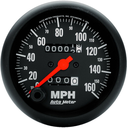 Autometer Gauge, Z-Series, Speedometer, 3 3/8 in., 160mph, Mechanical, Analog, Each