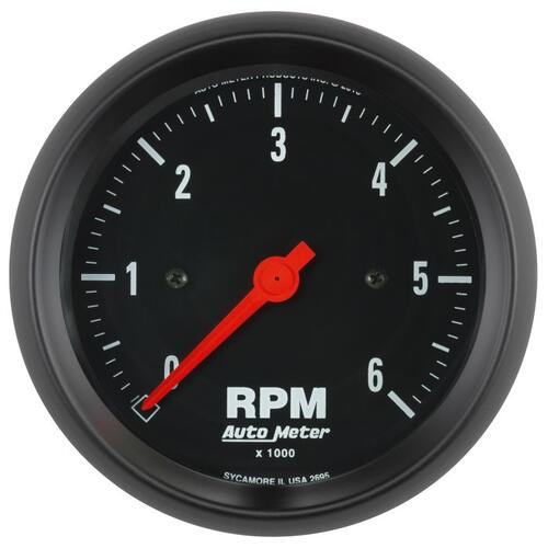 Autometer Gauge, Tachometer, 3 3/8", 6K Rpm, In-Dash, Z-Series, Z-Series