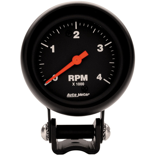 Autometer Gauge, Z-Series, Tachometer, 2 5/8 in., 0-4K RPM, Pedestal, Analog, Each