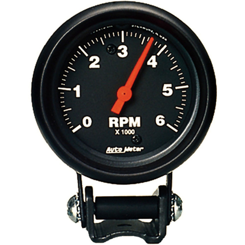 Autometer Gauge, Z-Series, Tachometer, 2 5/8 in., 0-6K RPM, Pedestal, Analog, Each