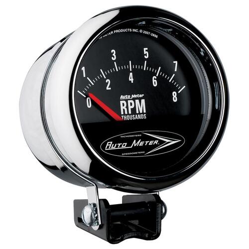 Autometer Gauge, Tach, 3 3/4", 8K Rpm, Pedestal W/Retro Short Sweep, Traditional Chrome, Traditional