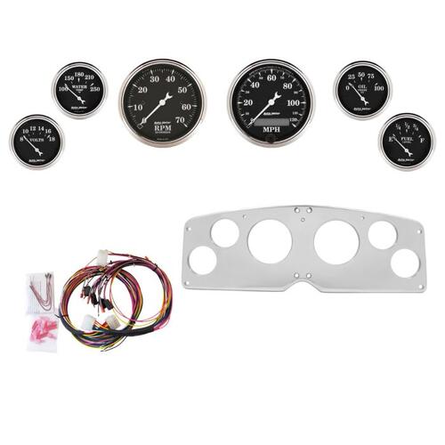 Autometer Dash Panel, Gmc Truck, `54-55, Billet, 3-1/8"X2, 2-1/16"X4, Old Tyme Black