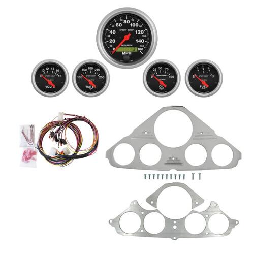 Autometer Dash Panel, Chevy Truck, `55-59, Billet, 3-3/8"X1, 2-1/16"X4, Sport-Comp
