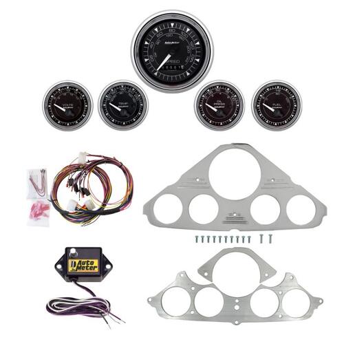 Autometer Dash Panel, Chevy Truck, `55-59, Billet, 3-3/8"X1, 2-1/16"X4, Chrono Chrome