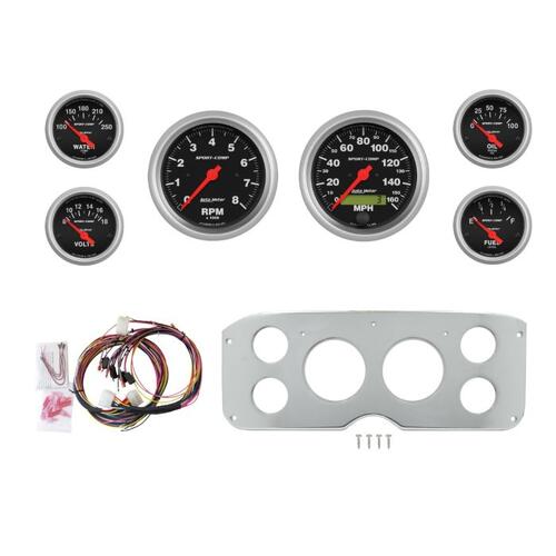 Autometer Dash Panel, Gmc Truck, `55-59, Billet, 3-3/8"X2, 2-1/16"X4, Sport-Comp