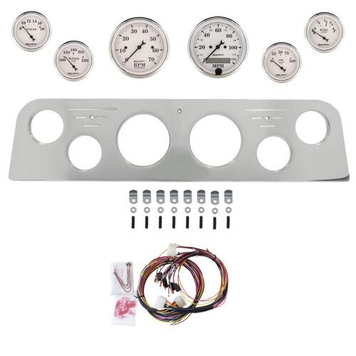 Autometer Dash Panel, Gmc Truck, `62-66, Billet, 3-1/8"X2, 2-1/16"X4, Old Tyme White