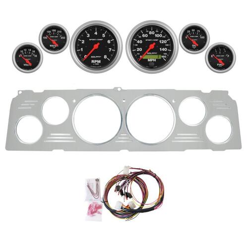 Autometer Dash Panel, Chevy Truck, `64-66, Billet, 3-3/8"X2, 2-1/16"X4, Sport-Comp