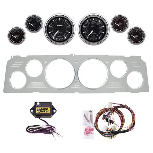Autometer Dash Panel, Chevy Truck, `64-66, Billet, 3-3/8"X2, 2-1/16"X4, Chrono Chrome