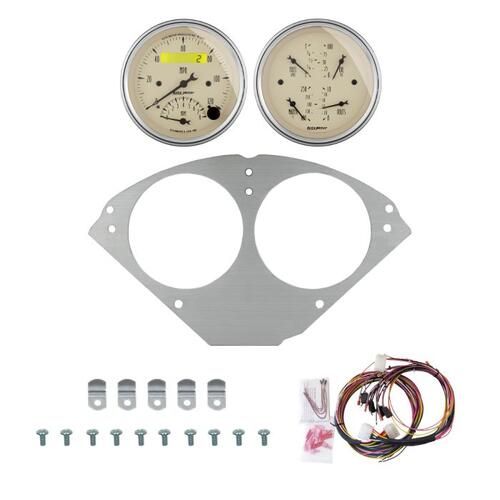 Autometer Dash Panel, Chevy Car, `55-56, Billet, 3-3/8"X2, Antique Beige