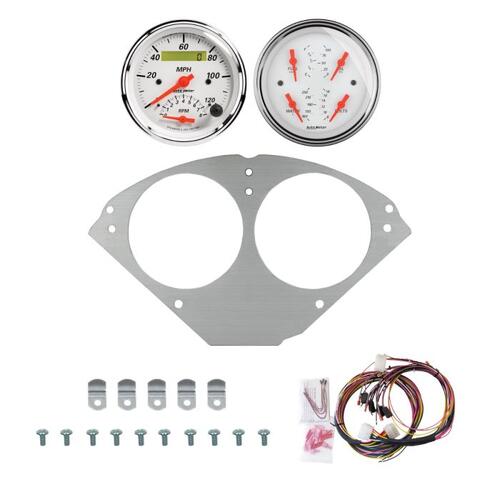 Autometer Dash Panel, Chevy Car, `55-56, Billet, 3-3/8"X2, Arctic White