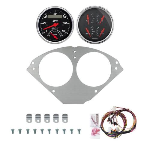 Autometer Dash Panel, Chevy Car, `55-56, Billet, 3-3/8"X2, Designer Black