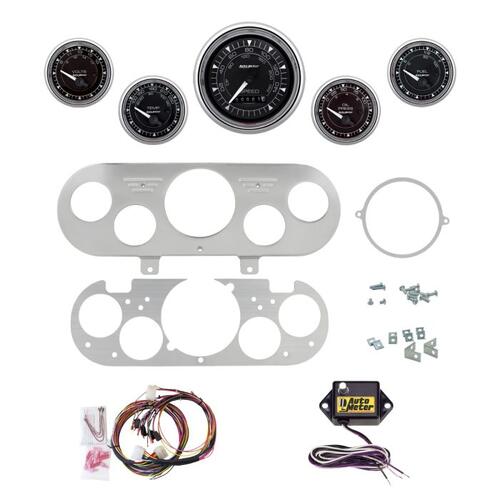 Autometer Dash Panel, Chevy Nova, `62-65, Billet, 3-3/8"X1, 2-1/16"X4, Chrono Chrome