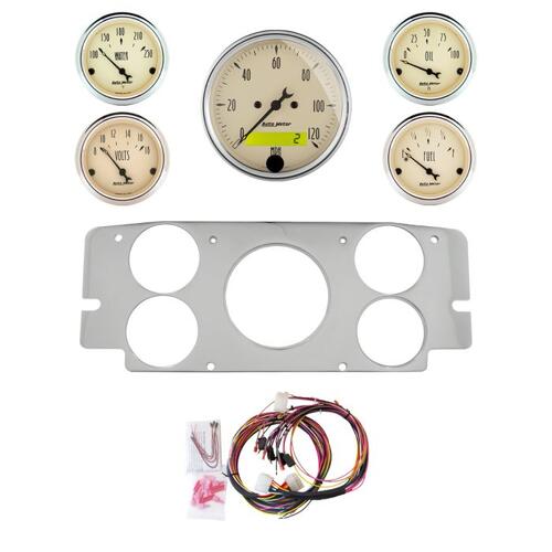 Autometer Dash Panel, Ford Truck, `57-60, Billet, 3-1/8"X1, 2-1/16"X4, Antique Beige