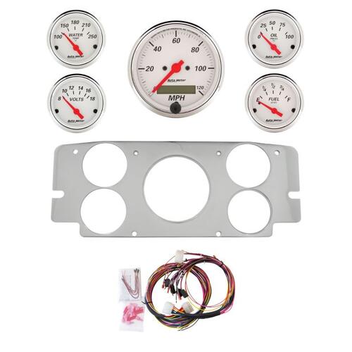 Autometer Dash Panel, Ford Truck, `57-60, Billet, 3-1/8"X1, 2-1/16"X4, Arctic White