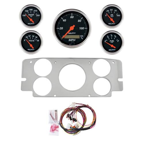Autometer Dash Panel, Ford Truck, `57-60, Billet, 3-1/8"X1, 2-1/16"X4, Designer Black