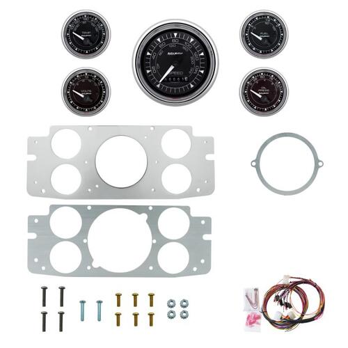 Autometer Dash Panel, Ford Truck, `57-60, Billet, 3-3/8"X1, 2-1/16"X4, Chrono Chrome