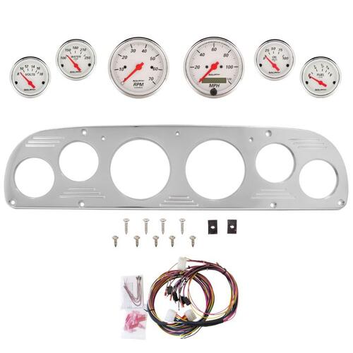 Autometer Dash Panel, Ford Truck, `57-60, Billet, 3-1/8"X2, 2-1/16"X4, Arctic White