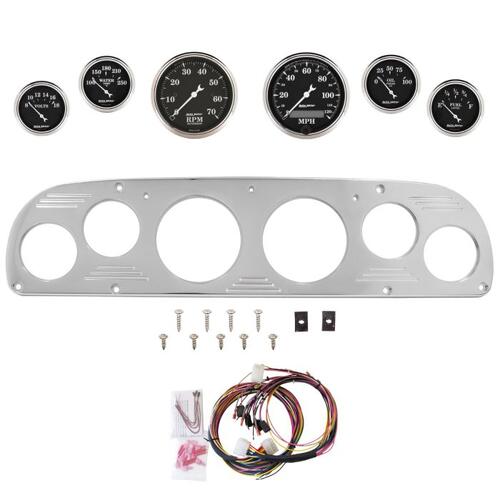 Autometer Dash Panel, Ford Truck, `57-60, Billet, 3-1/8"X2, 2-1/16"X4, Old Tyme Black