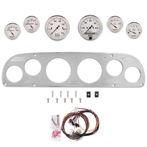 Autometer Dash Panel, Ford Truck, `57-60, Billet, 3-1/8"X2, 2-1/16"X4, Old Tyme White