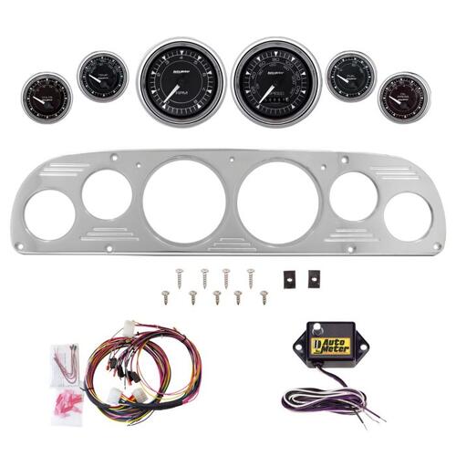 Autometer Dash Panel, Ford Truck, `57-60, Billet, 3-3/8"X2, 2-1/16"X4, Chrono Chrome