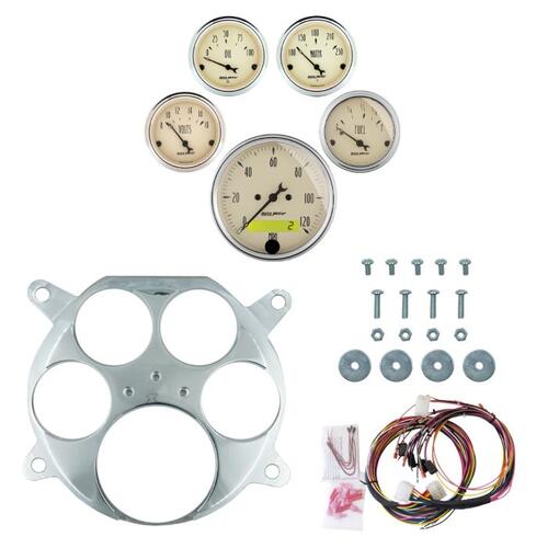 Autometer Dash Panel, Ford Truck, `61-66, Billet, 3-1/8"X1, 2-1/16"X4, Antique Beige