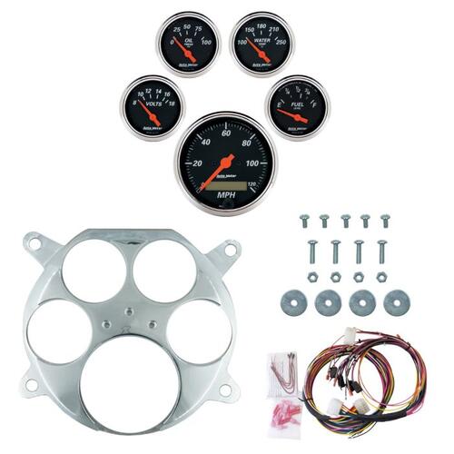 Autometer Dash Panel, Ford Truck, `61-66, Billet, 3-1/8"X1, 2-1/16"X4, Designer Black