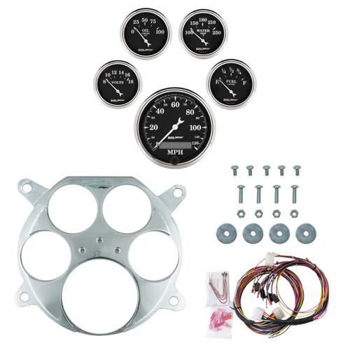 Autometer Dash Panel, Ford Truck, `61-66, Billet, 3-1/8"X1, 2-1/16"X4, Old Tyme Black