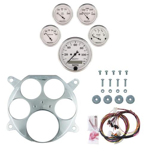 Autometer Dash Panel, Ford Truck, `61-66, Billet, 3-1/8"X1, 2-1/16"X4, Old Tyme White