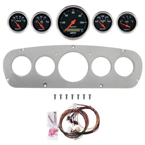 Autometer Dash Panel, Ford Truck, `65-66, Billet, 3-1/8"X1, 2-1/16"X4, Designer Black