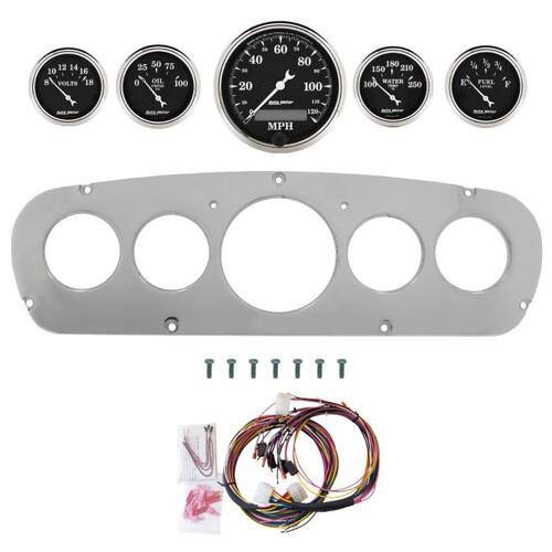 Autometer Dash Panel, Ford Truck, `65-66, Billet, 3-1/8"X1, 2-1/16"X4, Old Tyme Black