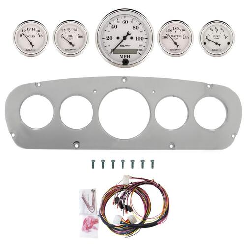 Autometer Dash Panel, Ford Truck, `65-66, Billet, 3-1/8"X1, 2-1/16"X4, Old Tyme White