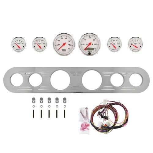 Autometer Dash Panel, Ford Truck, `67-72, Billet, 3-1/8"X2, 2-1/16"X4, Arctic White