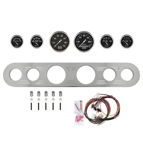 Autometer Dash Panel, Ford Truck, `67-72, Billet, 3-1/8"X2, 2-1/16"X4, Old Tyme Black