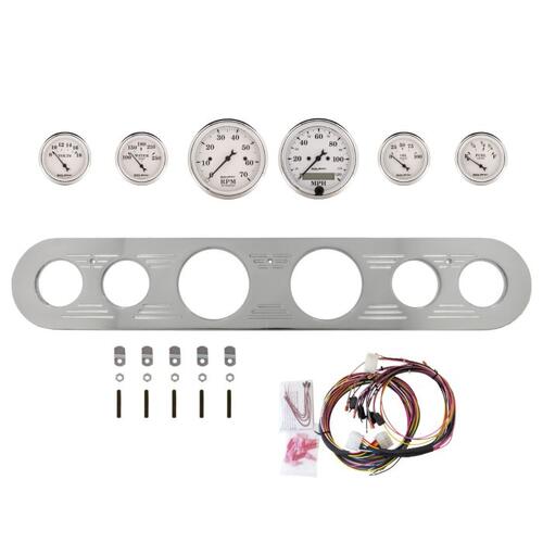 Autometer Dash Panel, Ford Truck, `67-72, Billet, 3-1/8"X2, 2-1/16"X4, Old Tyme White