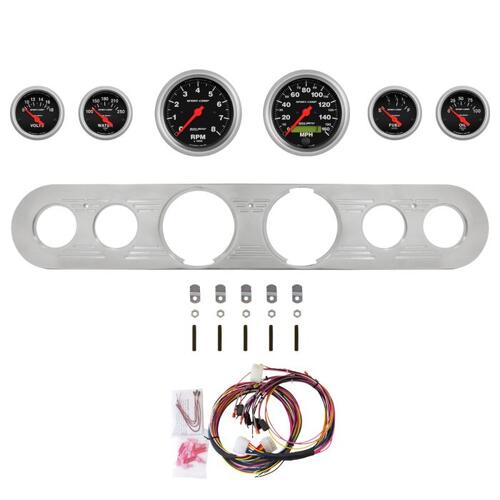 Autometer Dash Panel, Ford Truck, `67-72, Billet, 3-3/8"X2, 2-1/16"X4, Sport-Comp